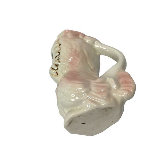 VIntage 1950's Shawnee Ceramic PInk Bird Owl Chick PItcher Creamer 6"  Gold Trim - Picture 7 of 10